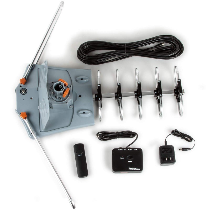 Five Star Outdoor HD TV Antenna Strongest Up to 150 Miles Long Range with Motorized 360 Degree Rotation, UHF/VHF/FM Radio Infrared Remote Control with Mounting Pole & 40FT RG6 Coax Cable Support 2 TVs - Image 5